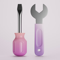 A 3D Cartoon Icon or Emblem of a Tools or Screwdriver