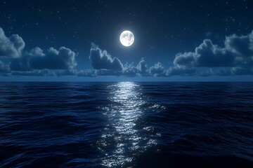Moonlit Ocean Night Sky