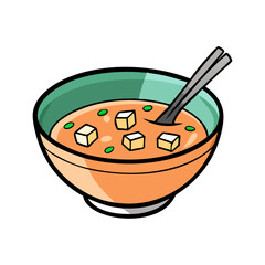 miso soup vector art, miso soup icon, food vector illustration