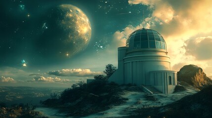 Fototapeta premium Scenic Observatory Under Starry Night Sky
