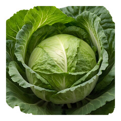 Fototapeta premium Fresh green cabbage with tightly packed leaves on a white background