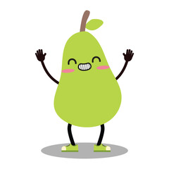 Cute cartoon characters pear. Mascot. Suitable for flat design graphic illustration, clip art, stickers, etc