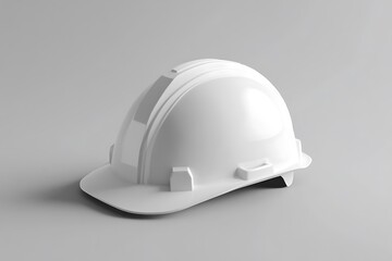 Fototapeta premium White Hard Hat Safety Helmet Isolated on Gray Background Reflective Surface