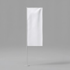 White Rectangular Promotional Flag with Stand on a Light Gray Background