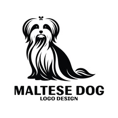 Maltese Dog Vector Logo Design