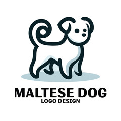 Maltese Dog Vector Logo Design