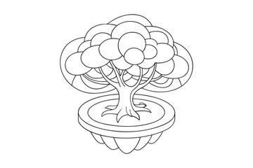 Tree Coloring Page – Smooth & Detailed Black and White Line Art

