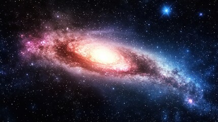 Naklejka premium Stunning Spiral Galaxy in Deep Space with Bright Starry Background