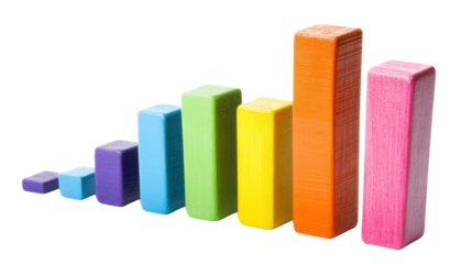 Colorful Bar Graph on White Background, Data Visualization Chart