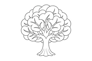 Tree Coloring Page – Smooth & Detailed Black and White Line Art


