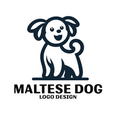 Maltese Dog Vector Logo Design