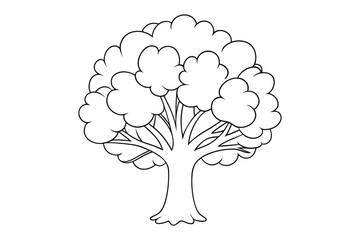 Tree Coloring Page – Smooth & Detailed Black and White Line Art

