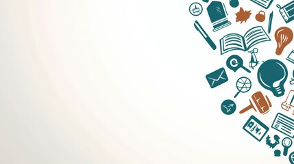 Obraz premium Colorful Education Icons on Light Background for Learning Concepts