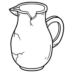 broken jug illustration hand drawn outline vector