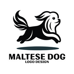 Maltese Dog Vector Logo Design