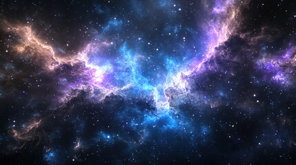 Naklejka premium Stunning Colorful Nebula in Deep Space with Stars and Cosmic Dust
