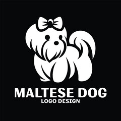 Maltese Dog Vector Logo Design