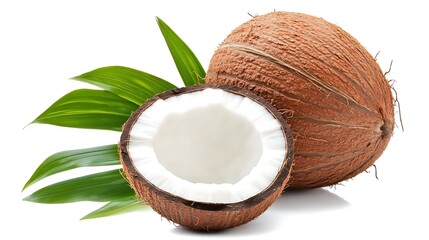 Coconut fruit on white background die-cut png image nature vibe freshness concept