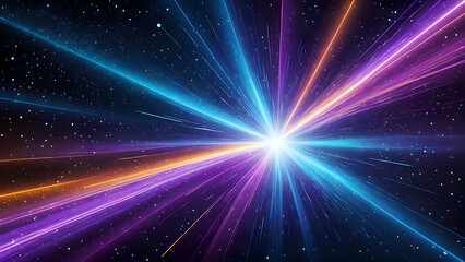 Naklejka premium Abstract Space Background with Colorful Light Rays 