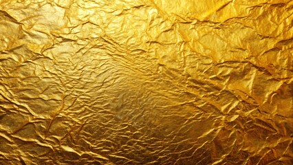 Golden textures, opulent and rich, a crumpled canvas of pure gold, shimmering with intense light and deep shadows.