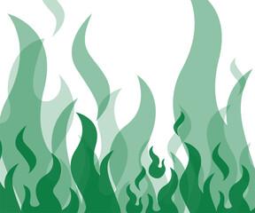 Abstract Green Flames Illustration