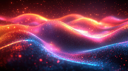 Obraz premium Futuristic abstract design with flowing neon lights and dynamic reflections in dark space showcasing energy and movement