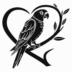 Lovebird black silhouette icon vector