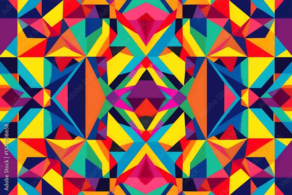 Poster colorful seamless geometric pattern with abstract shapes and mosaic design