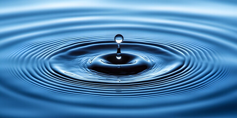 The Serene Moment: A Single Water Drop's Impact on Still Water, Creating Concentric Circles of Tranquility and Reflection.