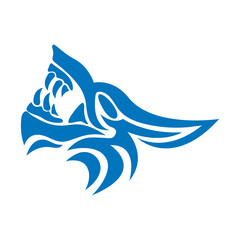 Tribal Wolf Head Logo. Tattoo Design dog and dragon. Animal Stencil Vector Illustration