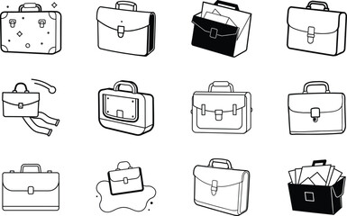 Briefcase Icons Collection of Diverse Business Bag Designs