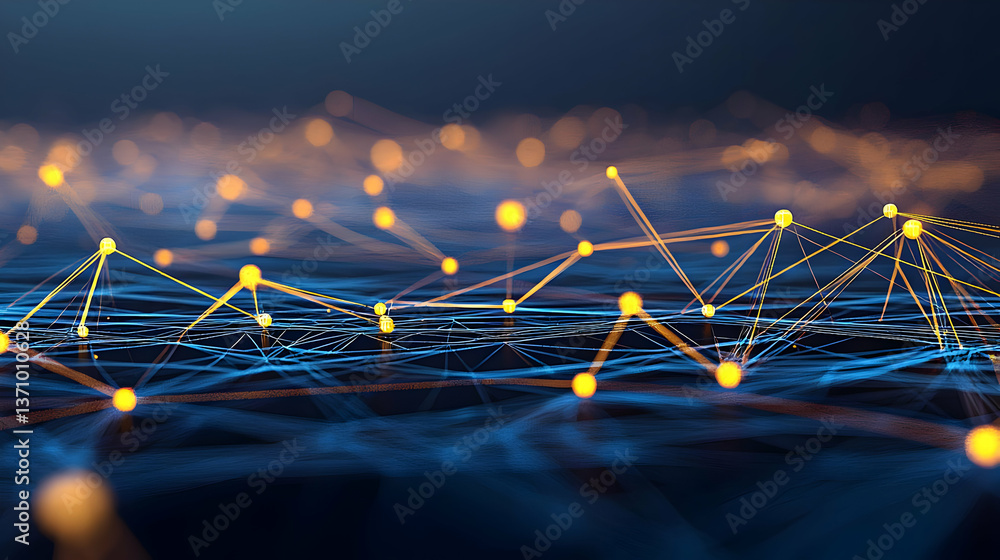 Aufkleber abstract network design with glowing points