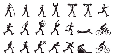 Sport & Exercise Vector Icons Collection Sport and training outline vector signs and symbols collection.