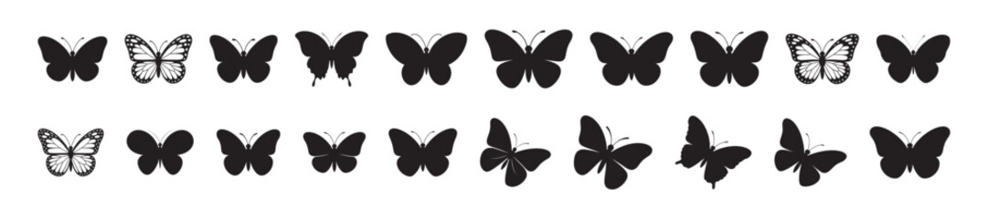 set of butterfly icons vector isolated on white background