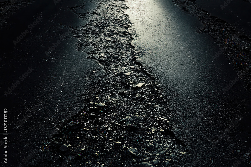 Aufkleber striking composition of asphalt under a spotlight creates a bold contrast between light and dark per