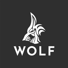 Fototapeta premium Tribal Wolf Head Logo. Tattoo Design dog and dragon. Animal Stencil Vector Illustration