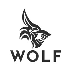 Tribal Wolf Head Logo. Tattoo Design dog and dragon. Animal Stencil Vector Illustration