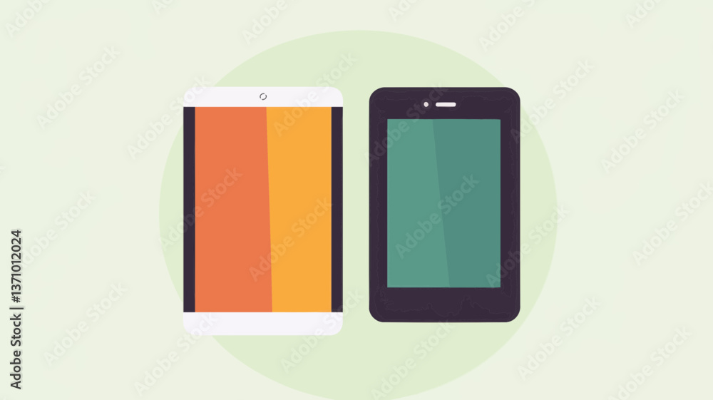 Poster flat design tablet and smartphone icon vector illustration for technology and mobile devices concept