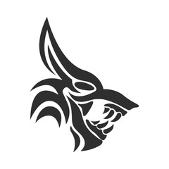 Tribal Wolf Head Logo. Tattoo Design dog and dragon. Animal Stencil Vector Illustration