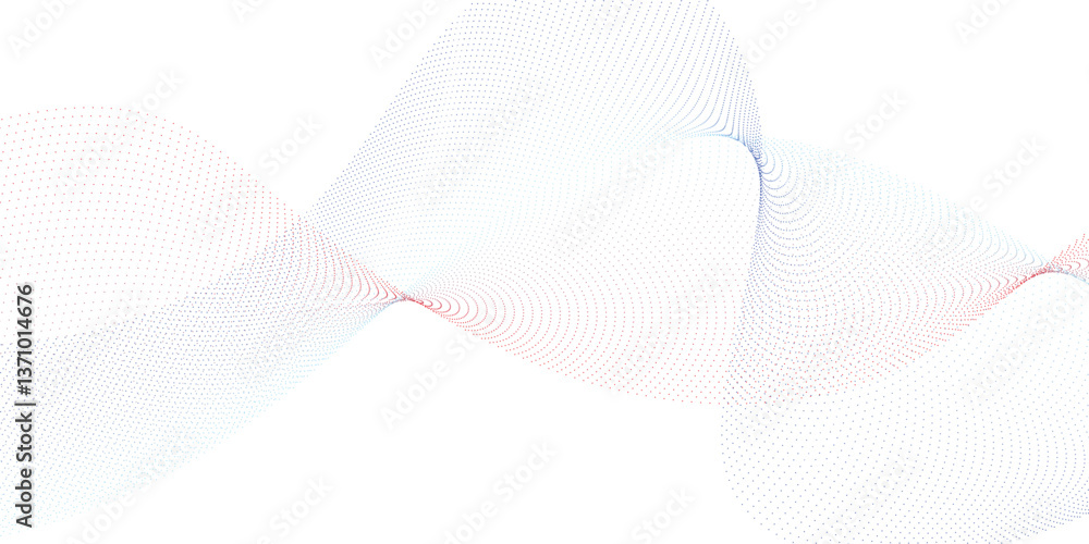 Poster halftone flowing wavy gradient dots shape isolated on transparent background. digital future technol