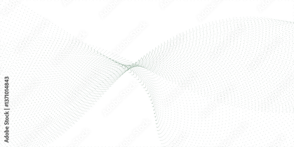 Poster halftone flowing wavy gradient dots shape isolated on transparent background. digital future technol