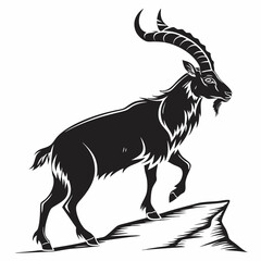 Markhor black silhouette icon vector