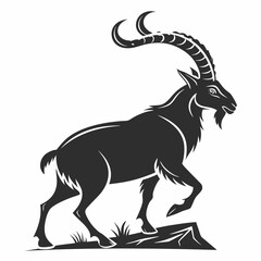 Markhor black silhouette icon vector