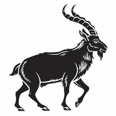 Markhor black silhouette icon vector