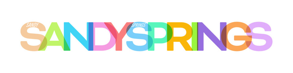 SANDY SPRINGS. The name of the city on a white background. Vector design template for poster, postcard, banner