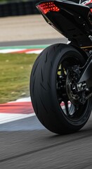 Powerful Motorcycle Tire Grip on Race Track