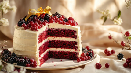 piece of cake with berries