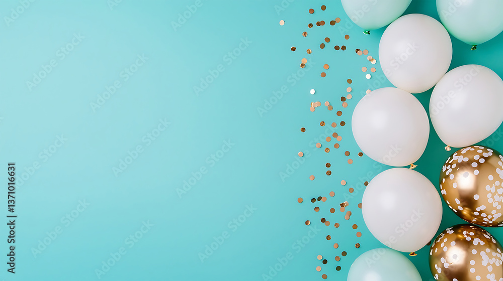 Aufkleber a festive arrangement of pastel balloons and scattered confetti creating a vibrant and celebratory a
