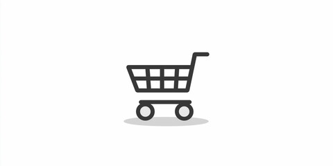 Minimalist shopping cart icon against a clean white background for easy integration into designs.