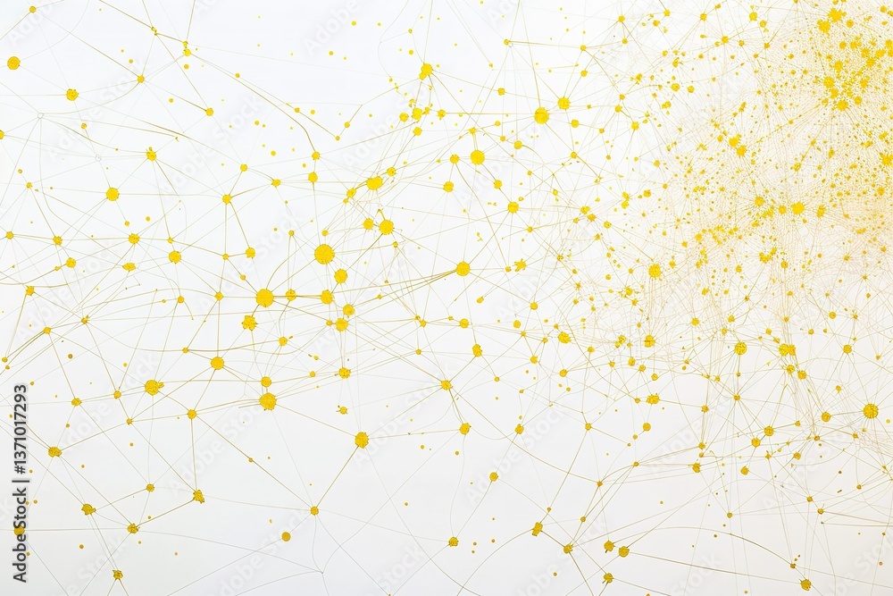Poster abstract interconnected network with nodes and lines representing connections and data